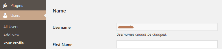 wordpress profile page - cannot change username